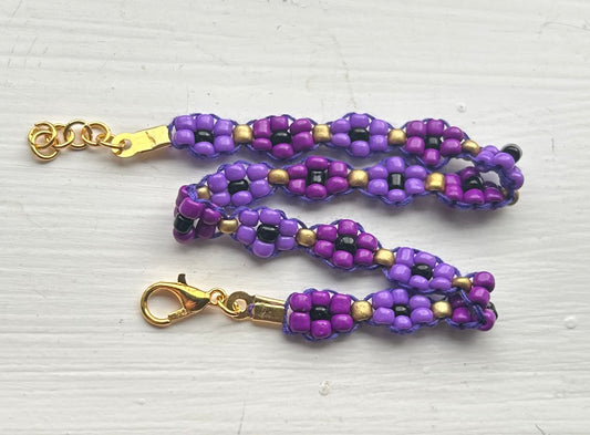 Custom beaded flower bracelet - GOLD base